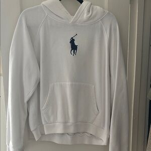 Polo by Ralph Lauren White Hoodie with Navy Logo